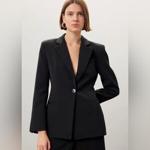 Euron Choi Tuxedo Blazer Elegant Black Women's Blazer with Open Back *flaw